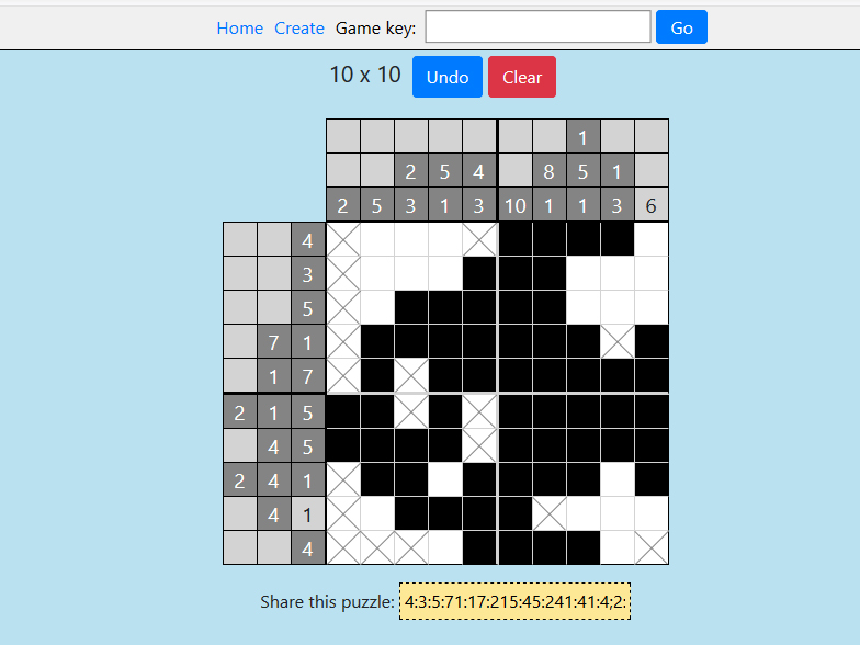 A partially-solved logic puzzle. The final image appears to be a fish.